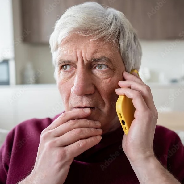 Rufen Sie uns an - Wir beraten Sie gern eine alter Mann telefoniert mit einem Handy
